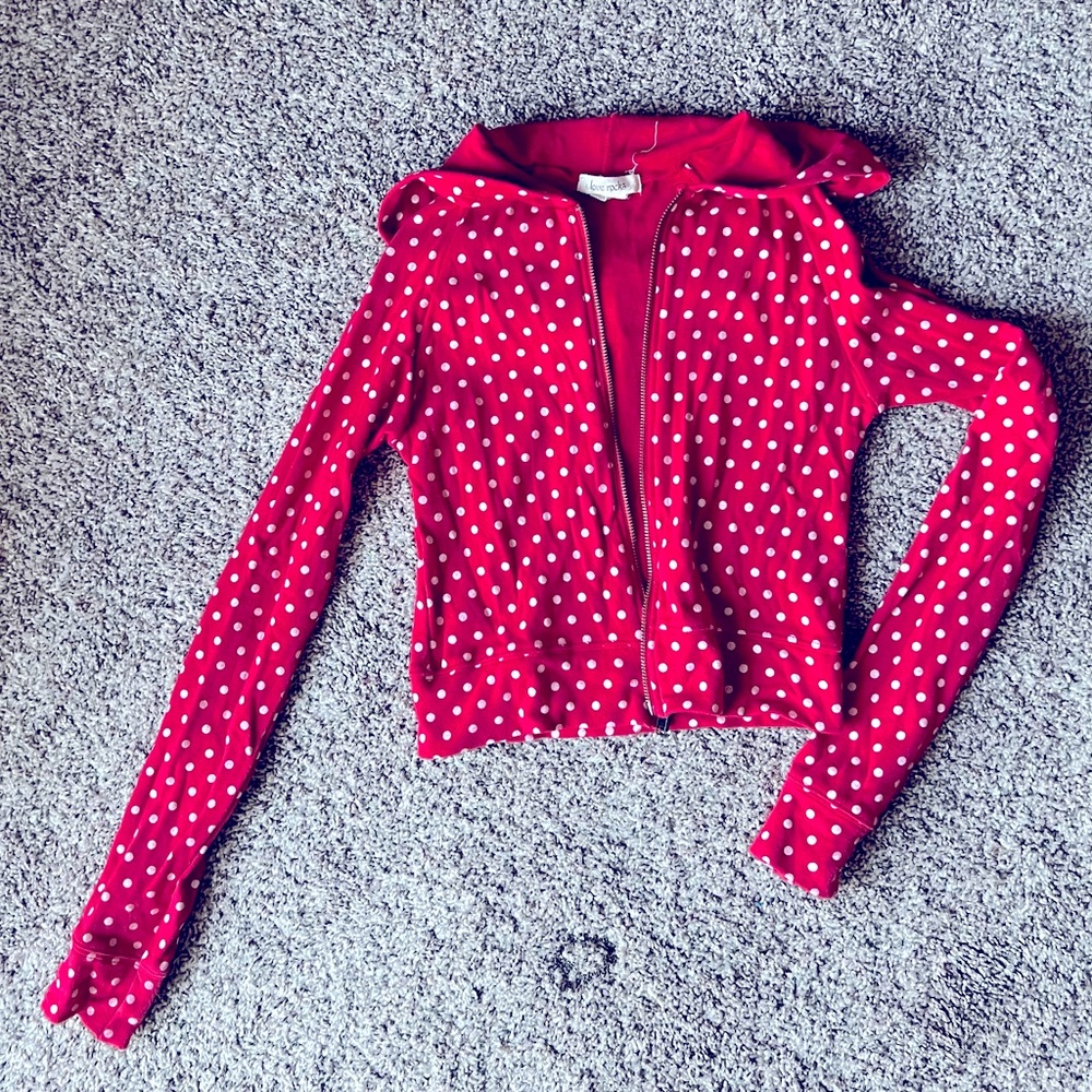 Vintage red polka dot crop hoodie